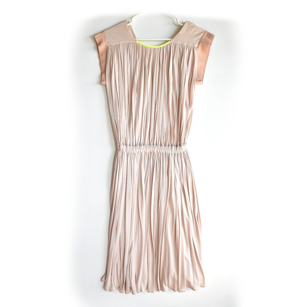 Vionnet Peach Gathered Dress with Neon Details Sz Fr 38 Medium